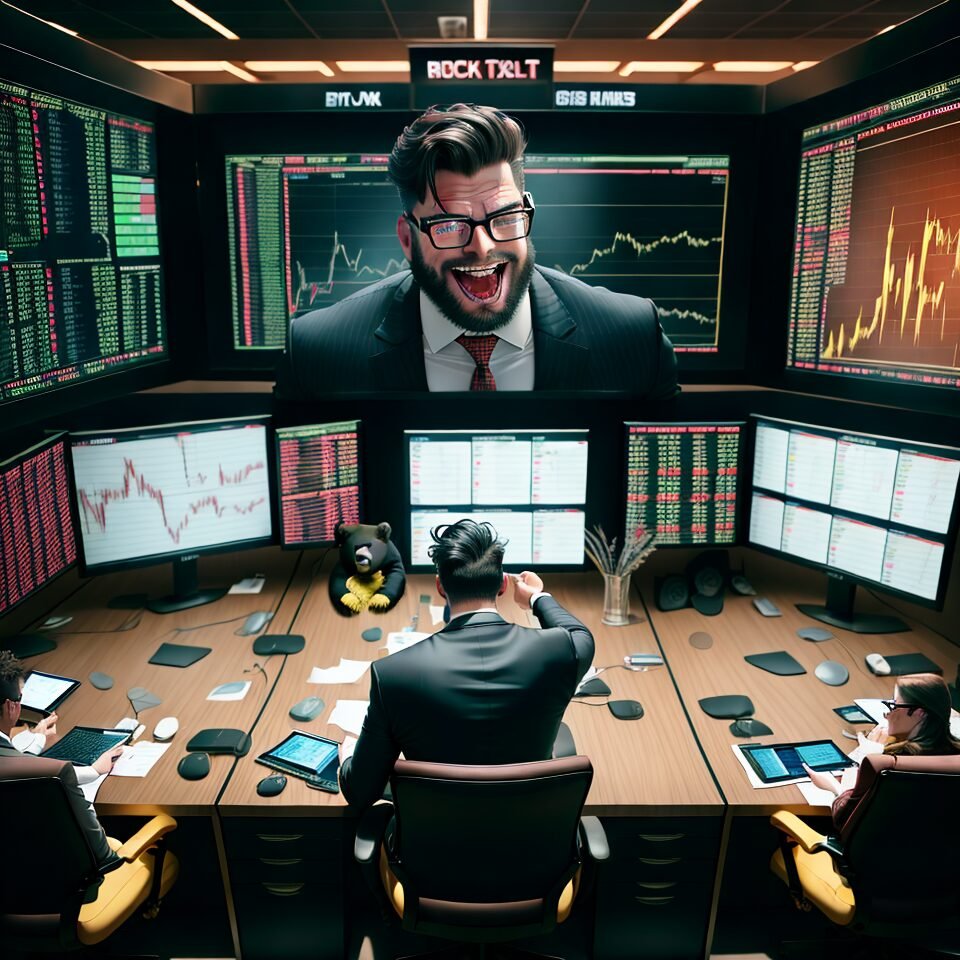 Describes key visual elements (bull/bear, charts) for screen readers and SEO, while hinting at the post’s tone.